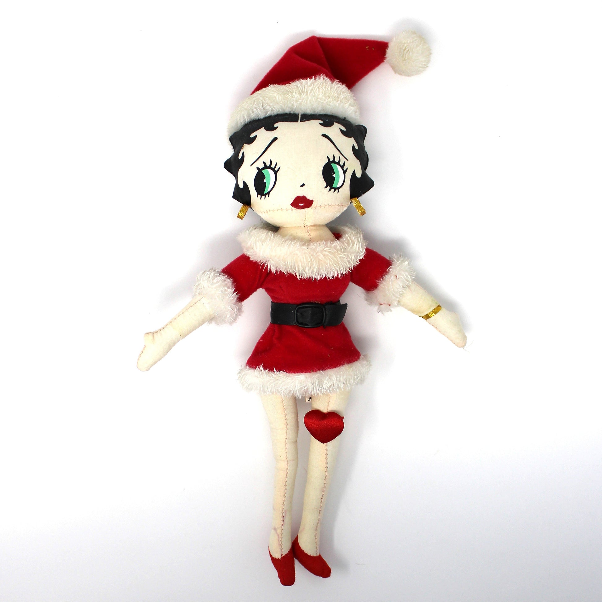 Vintage Doll, Santa Betty, Betty Boop Fabric Stuffed Toy, Christmas Doll from Kellytoy, Collectible Dolls, Classic Cartoon Character. 