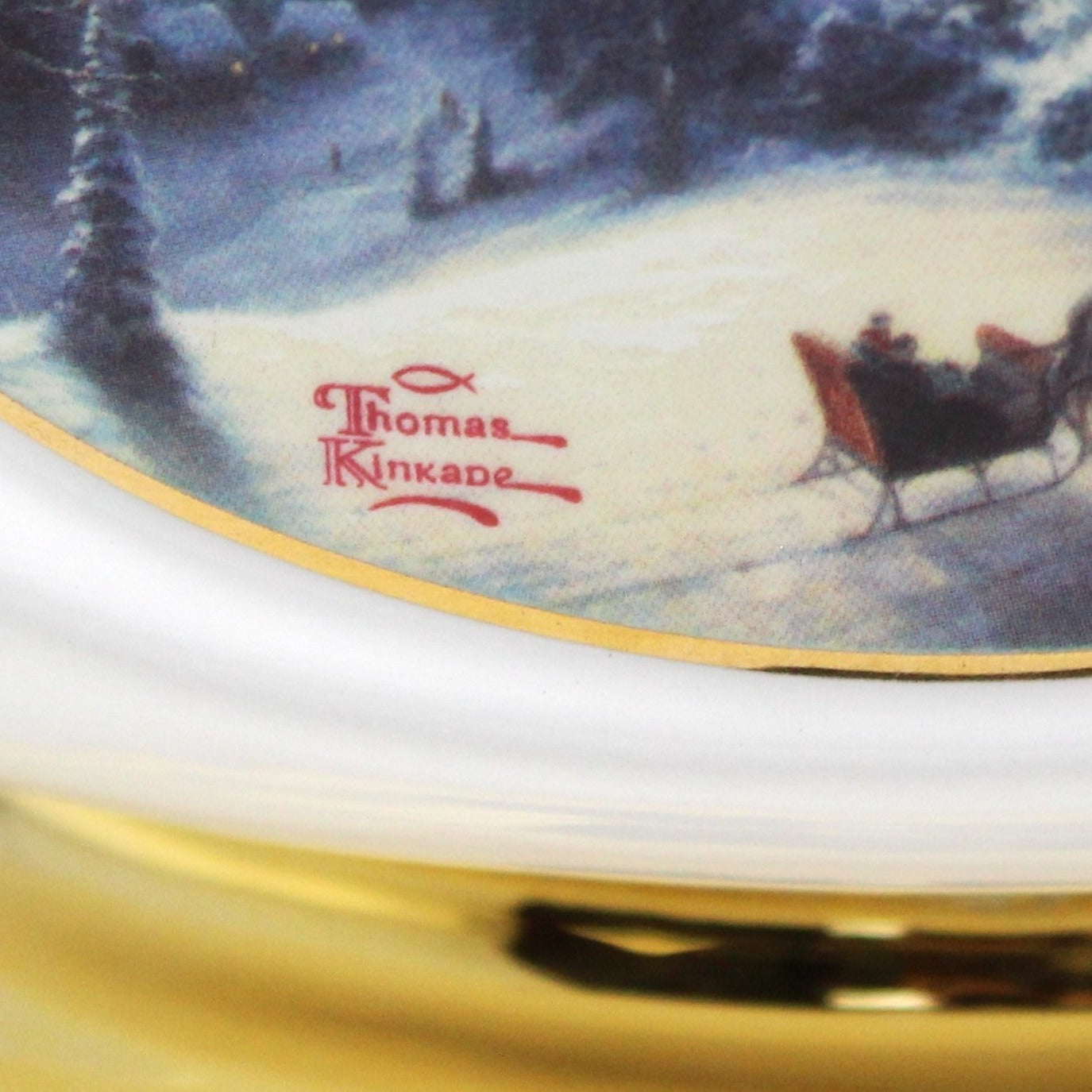 Bowl, Thomas Kinkade for Teleflora, Sunday Evening Sleigh Ride, Porcelain