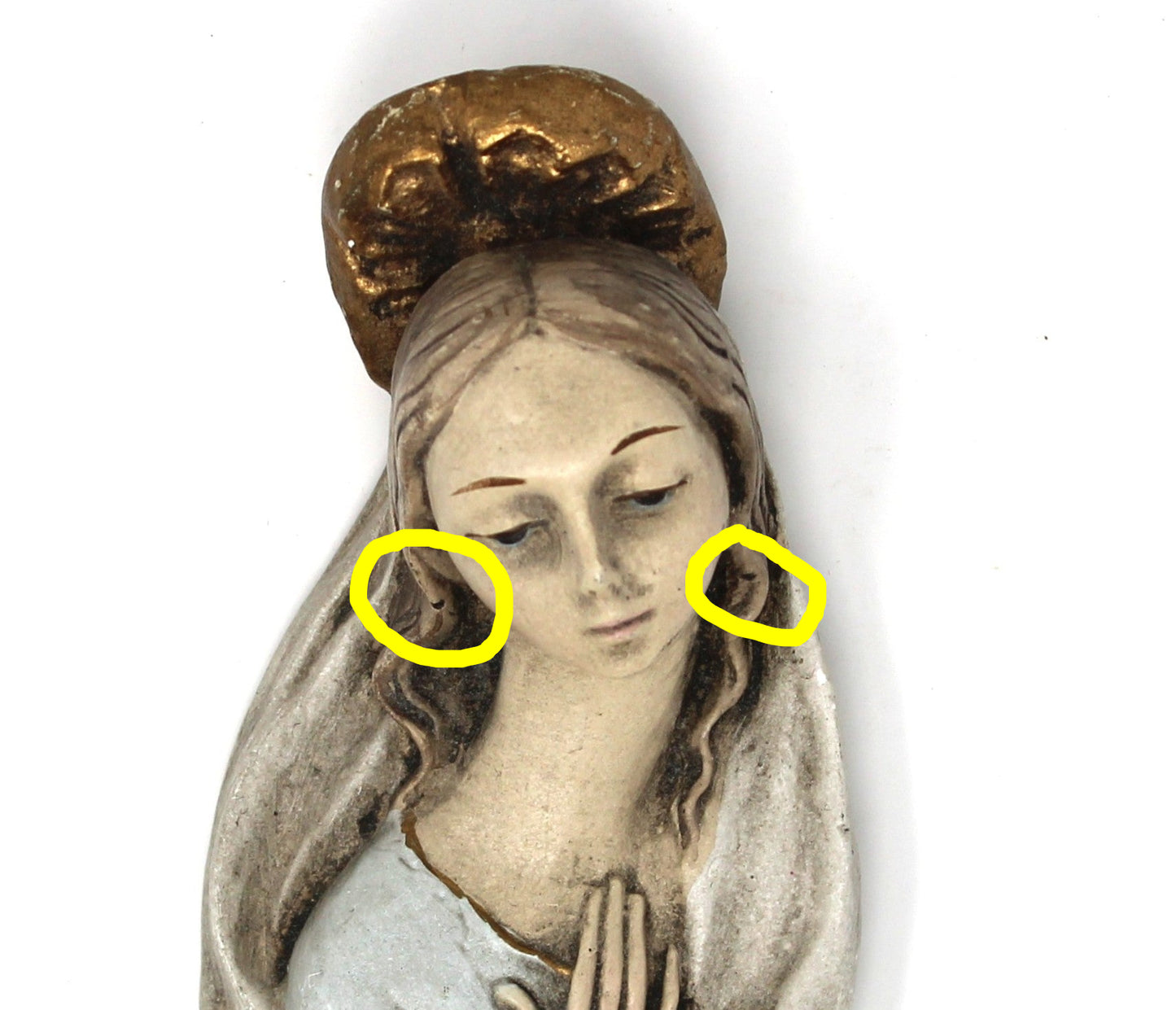 Wall Decor, Madonna Wall Plaque, Religious Art, Hand-Painted, Virgin Mary, Ceramic, Vintage