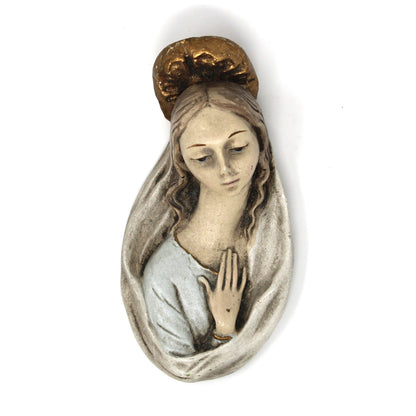 Wall Decor, Madonna Wall Plaque, Religious Art, Hand-Painted, Virgin Mary, Ceramic, Vintage