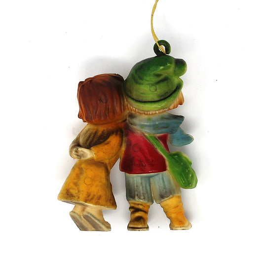 Ornaments, Arni Style Children with Flute, "Anri Ferrandiz Duet", Cellulose, Vintage