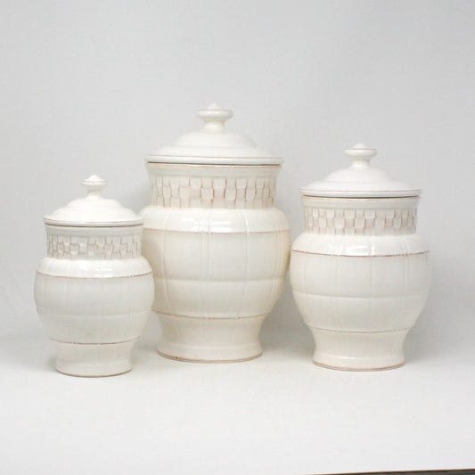 Canister Set, American Atelier, Seville White Ironstone, Set of 3