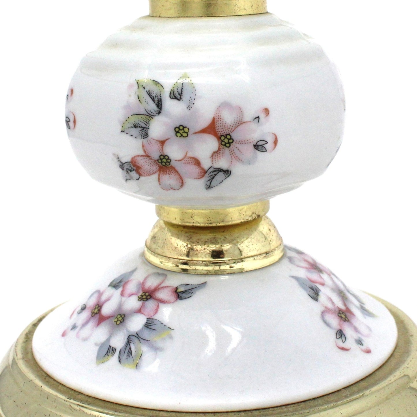 Lamp, Table Lamp, Boudoir, Brass & Porcelain Floral, Vintage
