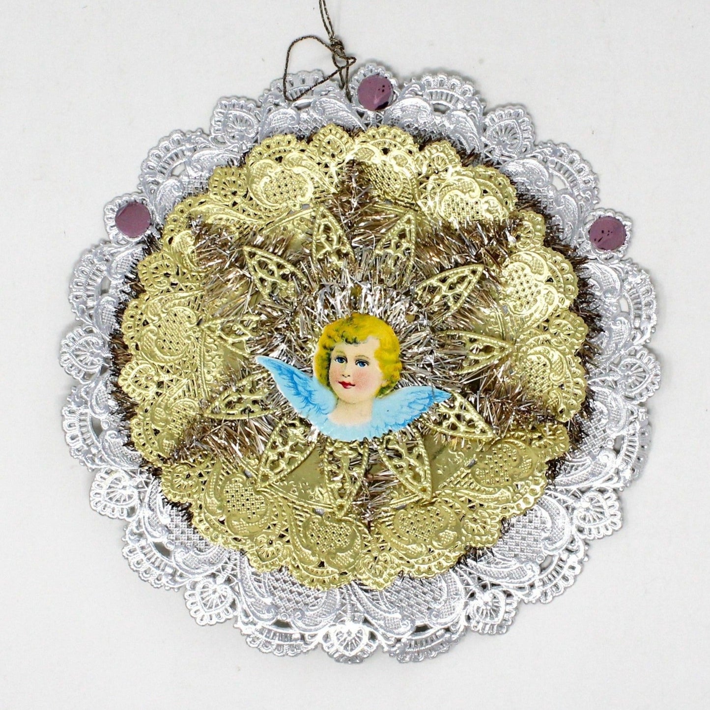 Ornament, Dresden, Christmas Angel, Die Cut Foil, Tinsel, Vintage West Germany