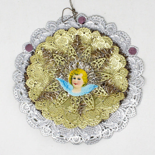Ornaments, Dresden, Christmas Angel, Die Cut Foil, Tinsel, Vintage West Germany