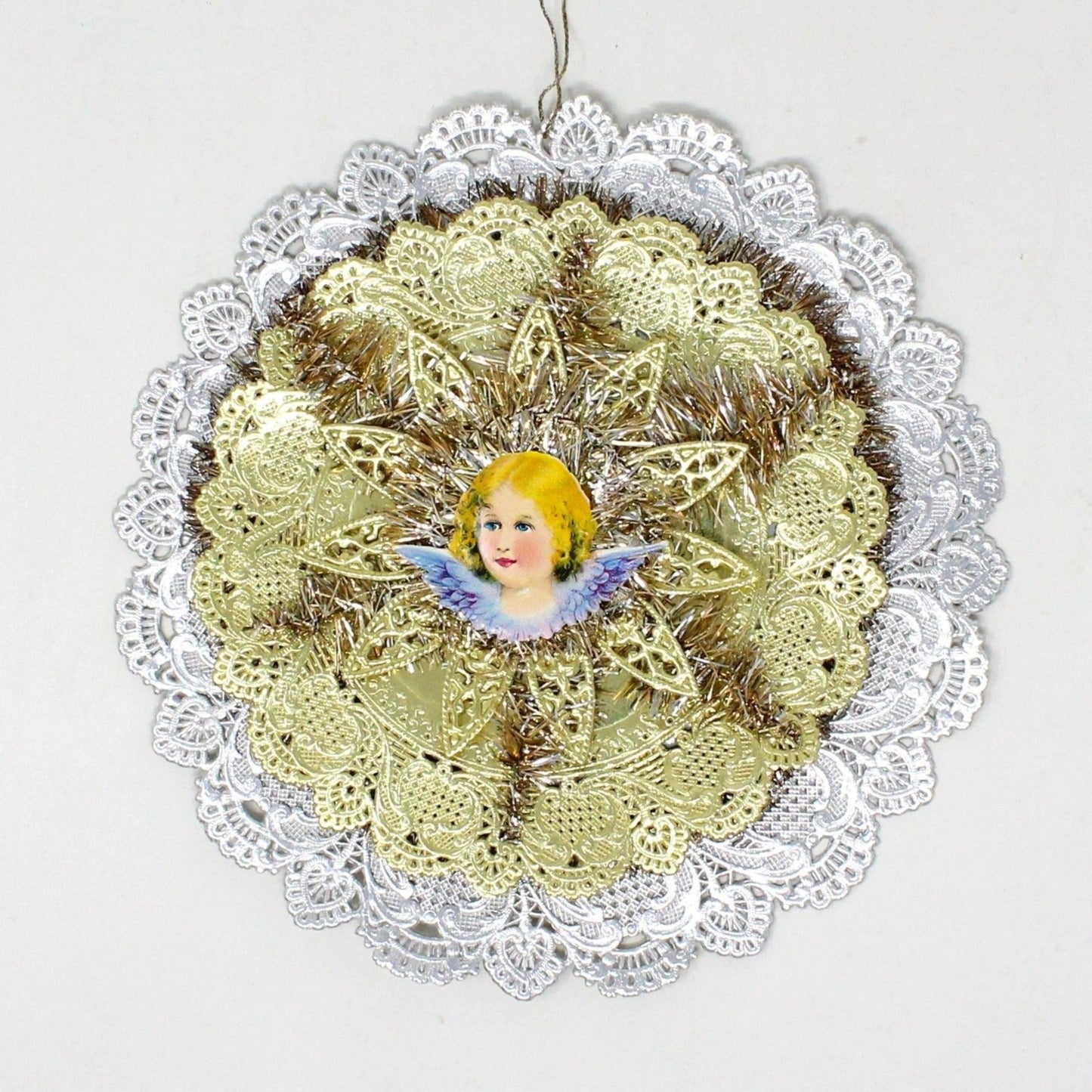 Ornaments, Dresden, Christmas Angel, Die Cut Foil, Tinsel, Vintage West Germany