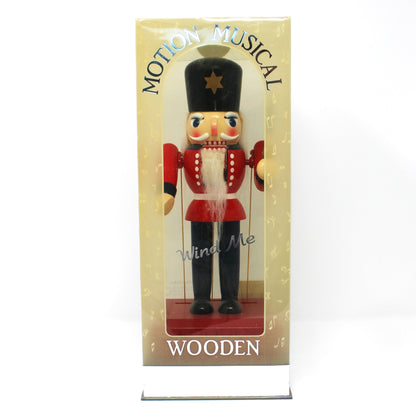 Musical Figurine, Wooden Nutcracker, British Soldier with Sword, Plays "Toyland", Original Box, Vintage