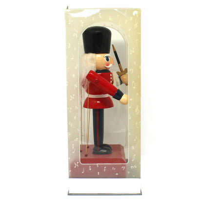 Musical Figurine, Wooden Nutcracker, British Soldier with Sword, Plays "Toyland", Original Box, Vintage
