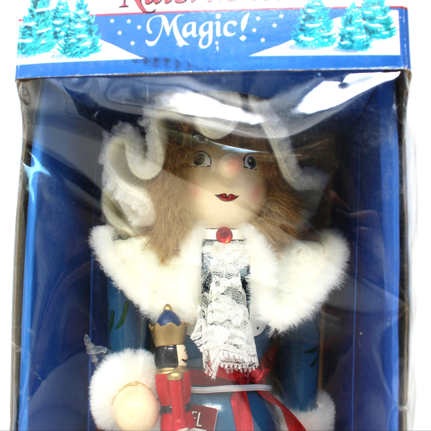 Figurine, Wooden Nutcracker, Clara from Nutcracker Ballet with her Toy Soldier by Michael Wolfe, Horizons East, Original Box