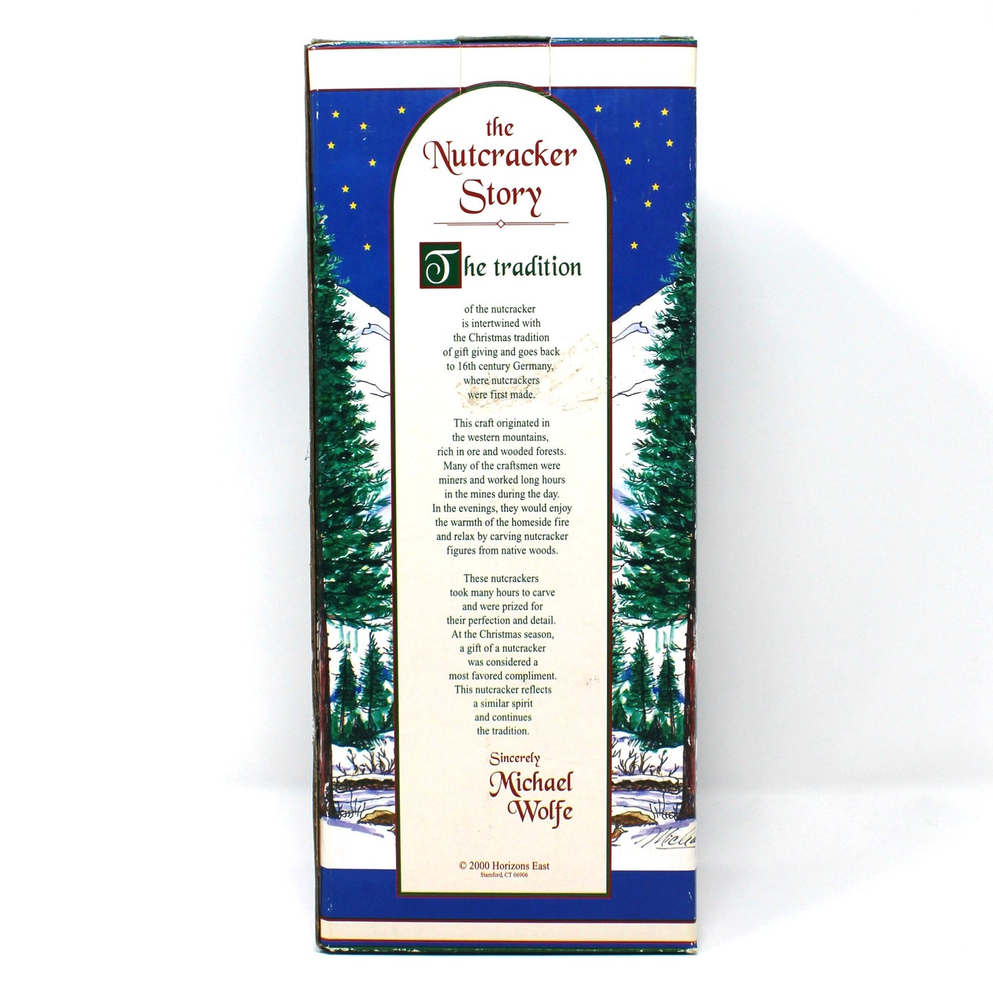 Figurine, Wooden Nutcracker, Clara from Nutcracker Ballet with her Toy Soldier by Michael Wolfe, Horizons East, Original Box