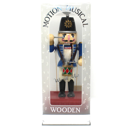Vintage Musical Nutcracker, Christmas Animated Nutcracker Soldier, Motion Musical Wind Up Plays "The Little Drummer Boy", Traditional Wooden Nutcracker, Holiday Home Decor.