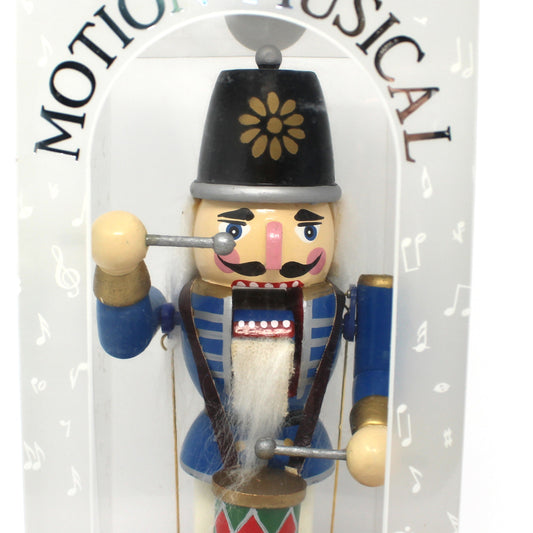 Musical Figurine, Wooden Nutcracker, Soldier Drummer, Plays "The Little Drummer Boy", Original Box, Vintage