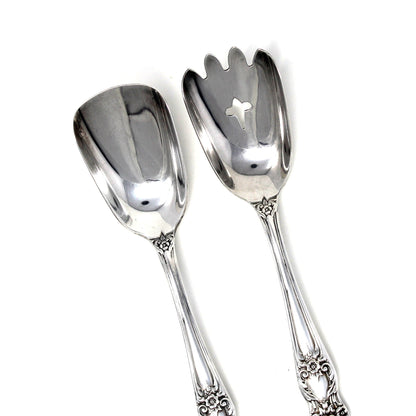 Sugar Spoon / Scoops and Bon Bon / Nut Spoon, Silverplate, 1847 Rogers Bros Heritage, Set of 2, Vintage