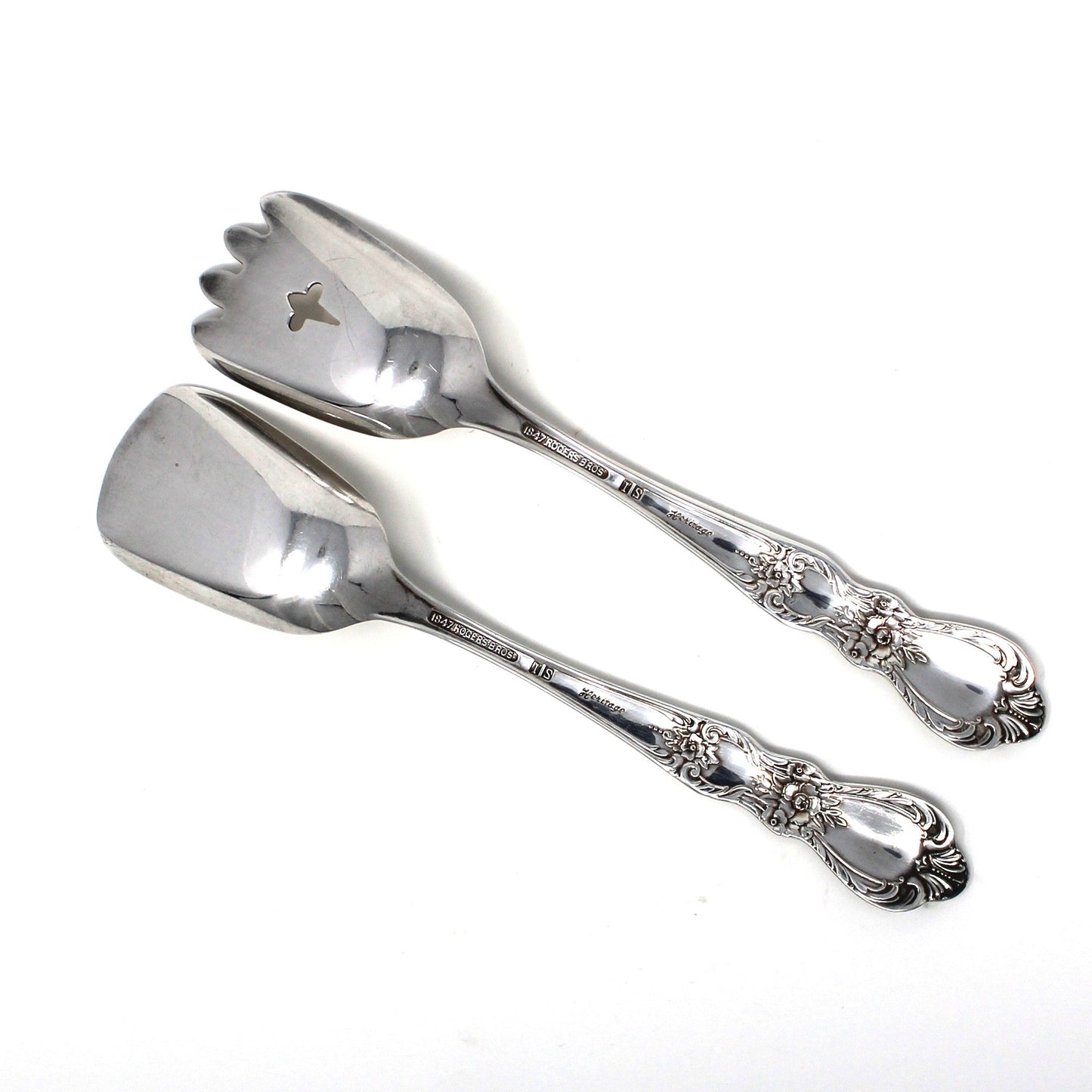 Sugar Spoon / Scoops and Bon Bon / Nut Spoon, Silverplate, 1847 Rogers Bros Heritage, Set of 2, Vintage