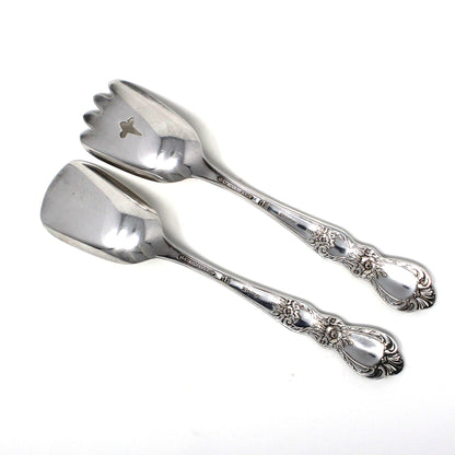 Sugar Spoon / Scoops and Bon Bon / Nut Spoon, Silverplate, 1847 Rogers Bros Heritage, Set of 2, Vintage