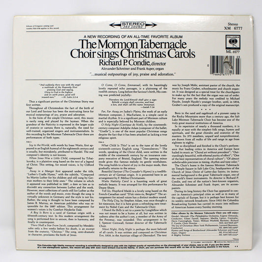 Record Album, Christmas, The Mormon Tabernacle Choir sings Christmas Carols, Columbia Records, 1965 Vintage Vinyl, VG+