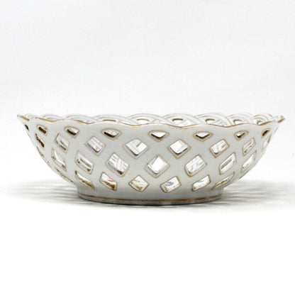 Bowl, B&P Wurttemberg, Bauer & Pfeiffer, Hand Painted Florals, Pierced, Antique