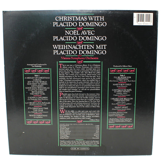 Record Album, Christmas with Placido Domingo Vienna Symphony Orchestra, CBS Records 1982 Vintage Vinyl, E