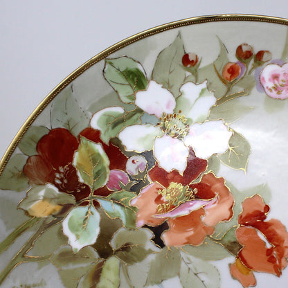 Decorative Plate, Nippon, Hand Painted Florals, Gold Moriage, Antique Japan