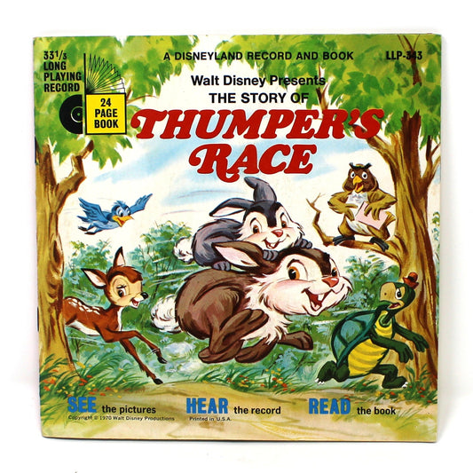 Book and Record, Disneyland Records, Walt Disney's Thumper's Race, Vintage 1970