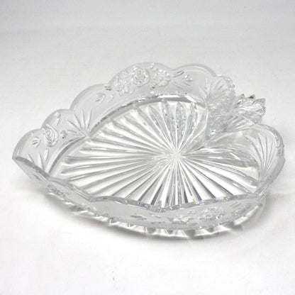 Bon Bon / Candy Dish, Oneida, Southern Garden Frosted, Crystal, Heart Shaped Dish, Germany