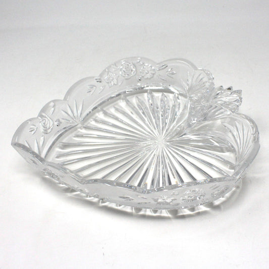 Candy Dish, Oneida, Southern Garden Frosted, Crystal, Heart Shaped Dish, Germany