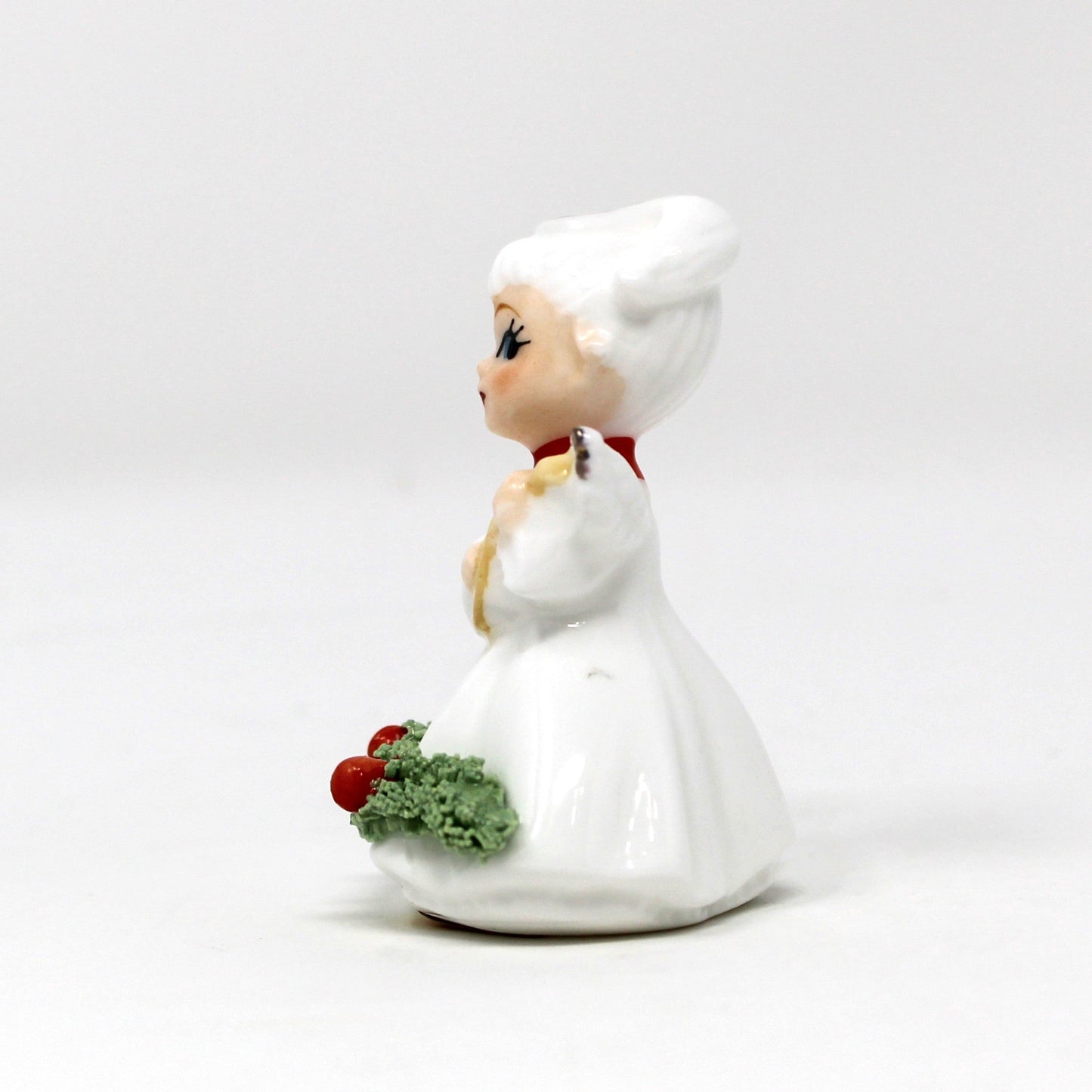 Figurines, Napcoware, Christmas Angel Playing Mandolin, Miniature Bone China Spaghetti, Taiwan, Vintage
