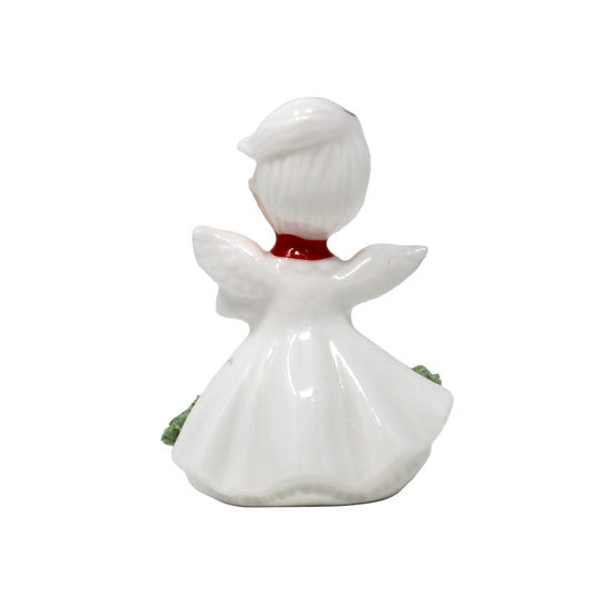 Figurines, Napcoware, Christmas Angel Playing Mandolin, Miniature Bone China Spaghetti, Taiwan, Vintage