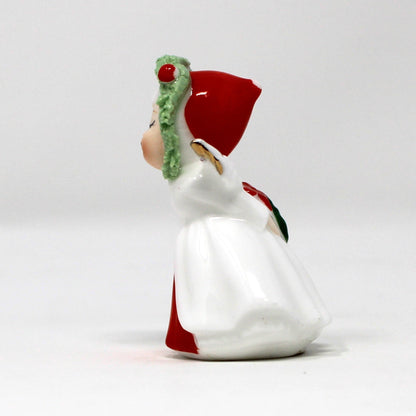 Figurines, Napcoware, Christmas Angel with Wreath, Miniature Bone China Spaghetti, Taiwan, Vintage