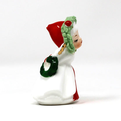 Figurines, Napcoware, Christmas Angel with Wreath, Miniature Bone China Spaghetti, Taiwan, Vintage