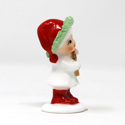Figurines, Napcoware, Christmas Boy Playing Mandolin, Miniature Bone China Spaghetti, Taiwan, Vintage