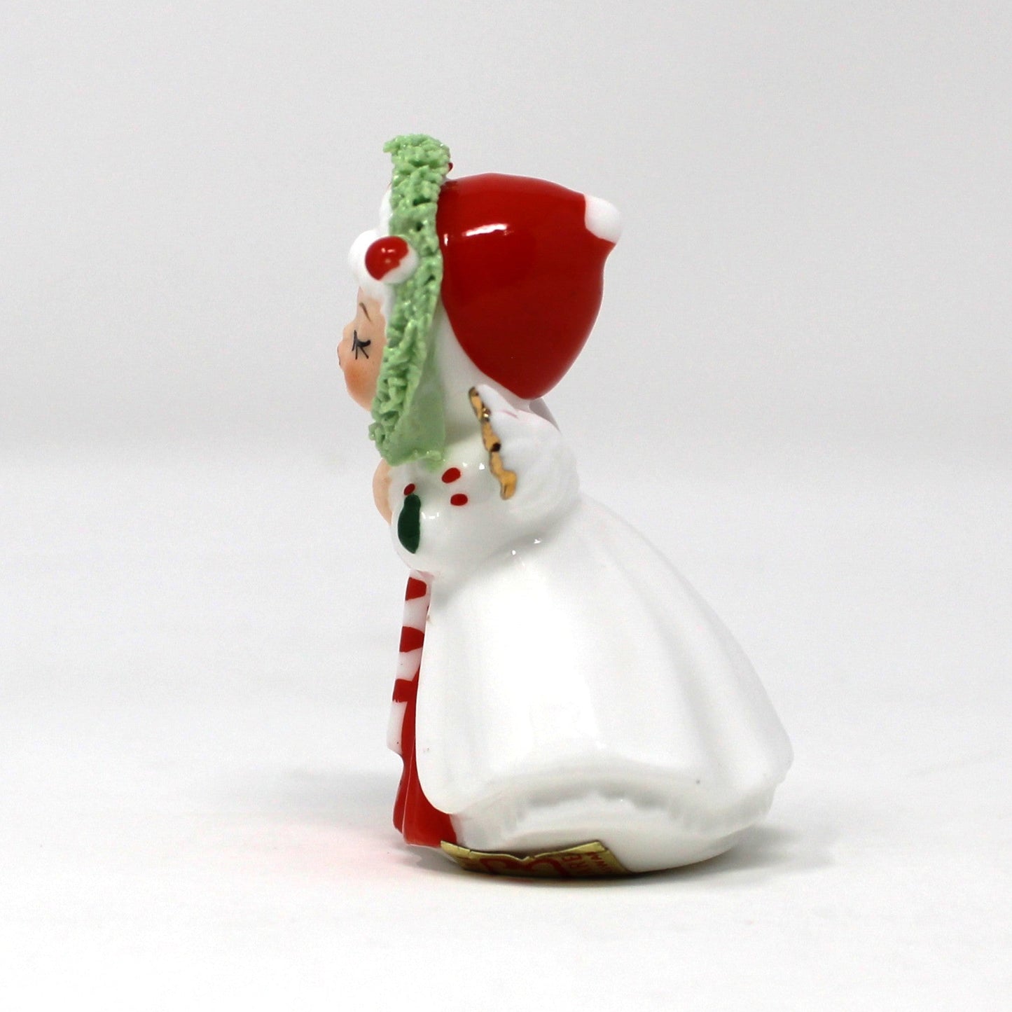 Figurines, Napcoware, Christmas Angel with Candy Cane, Miniature Bone China Spaghetti, Taiwan, Vintage