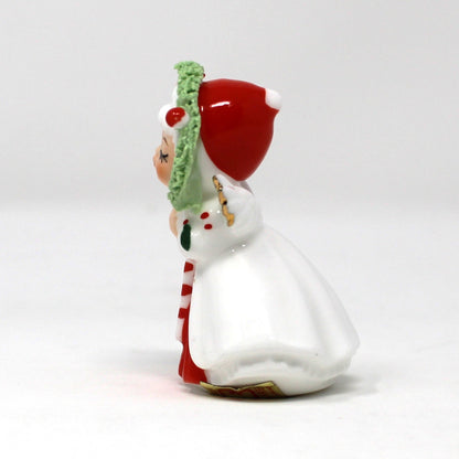 Figurines, Napcoware, Christmas Angel with Candy Cane, Miniature Bone China Spaghetti, Taiwan, Vintage