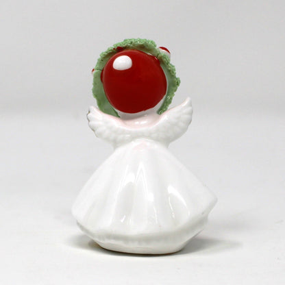 Figurines, Napcoware, Christmas Angel with Candy Cane, Miniature Bone China Spaghetti, Taiwan, Vintage