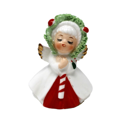 Figurines, Napcoware, Christmas Angel with Candy Cane, Miniature Bone China Spaghetti, Taiwan, Vintage