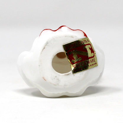 Figurines, Napcoware, Christmas Angel with Candy Cane, Miniature Bone China Spaghetti, Taiwan, Vintage