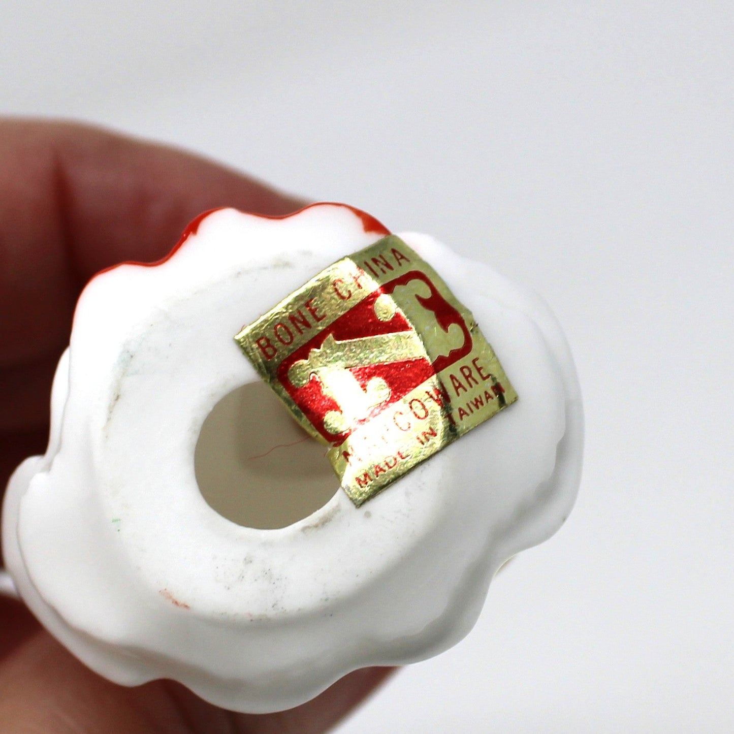 Figurines, Napcoware, Christmas Angel with Candy Cane, Miniature Bone China Spaghetti, Taiwan, Vintage