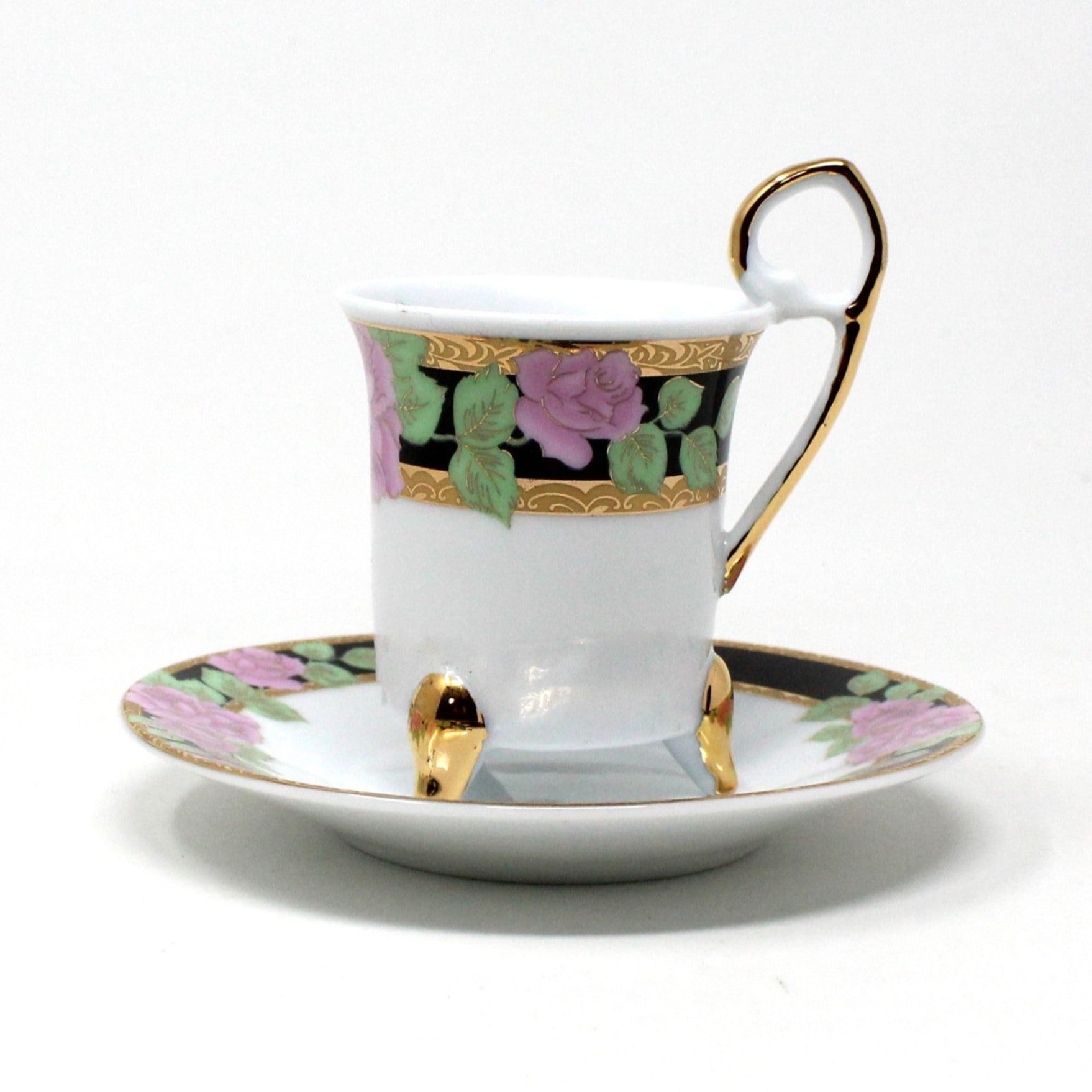 GNA Demitasse & Saucer, Pink Roses