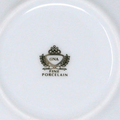 Demitasse & Saucer, GNA, Pink Roses with Black Border, Italian Porcelain, Vintage