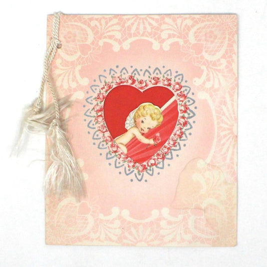 Greeting Card / Valentine Card, GB Golden Bell, Pop Up Cupid in Heart, Vintage