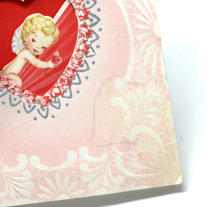 Greeting Card / Valentine Card, GB Golden Bell, Pop Up Cupid in Heart, Vintage