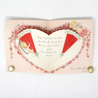 Greeting Card / Valentine Card, GB Golden Bell, Pop Up Cupid in Heart, Vintage