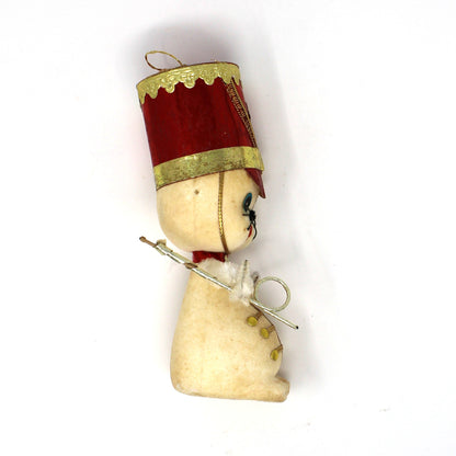 Ornaments, Toy Solider Mouse / Marching Band Leader, Anthropomorphic Christmas Flocked, Kitsch, Vintage