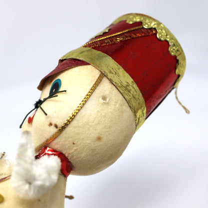 Ornaments, Toy Solider Mouse / Marching Band Leader, Anthropomorphic Christmas Flocked, Kitsch, Vintage