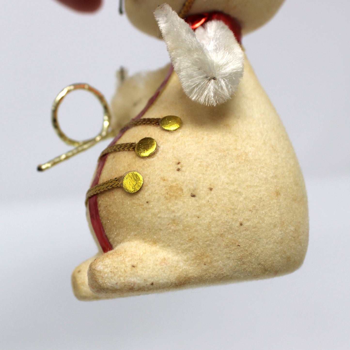 Ornaments, Toy Solider Mouse / Marching Band Leader, Anthropomorphic Christmas Flocked, Kitsch, Vintage
