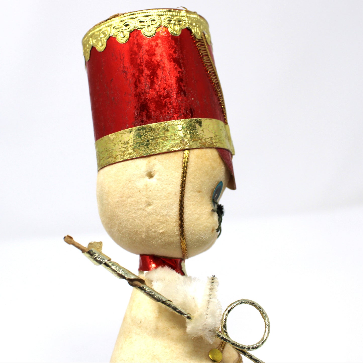 Ornaments, Toy Solider Mouse / Marching Band Leader, Anthropomorphic Christmas Flocked, Kitsch, Vintage