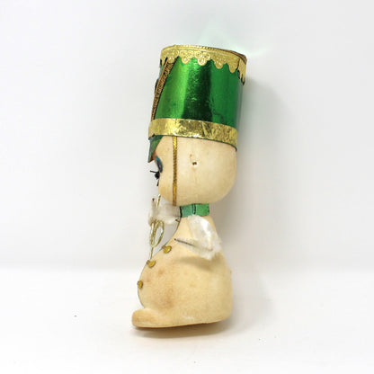 Ornaments, Toy Solider Mouse / Marching Band Leader, Anthropomorphic Christmas Flocked, Kitsch, Vintage