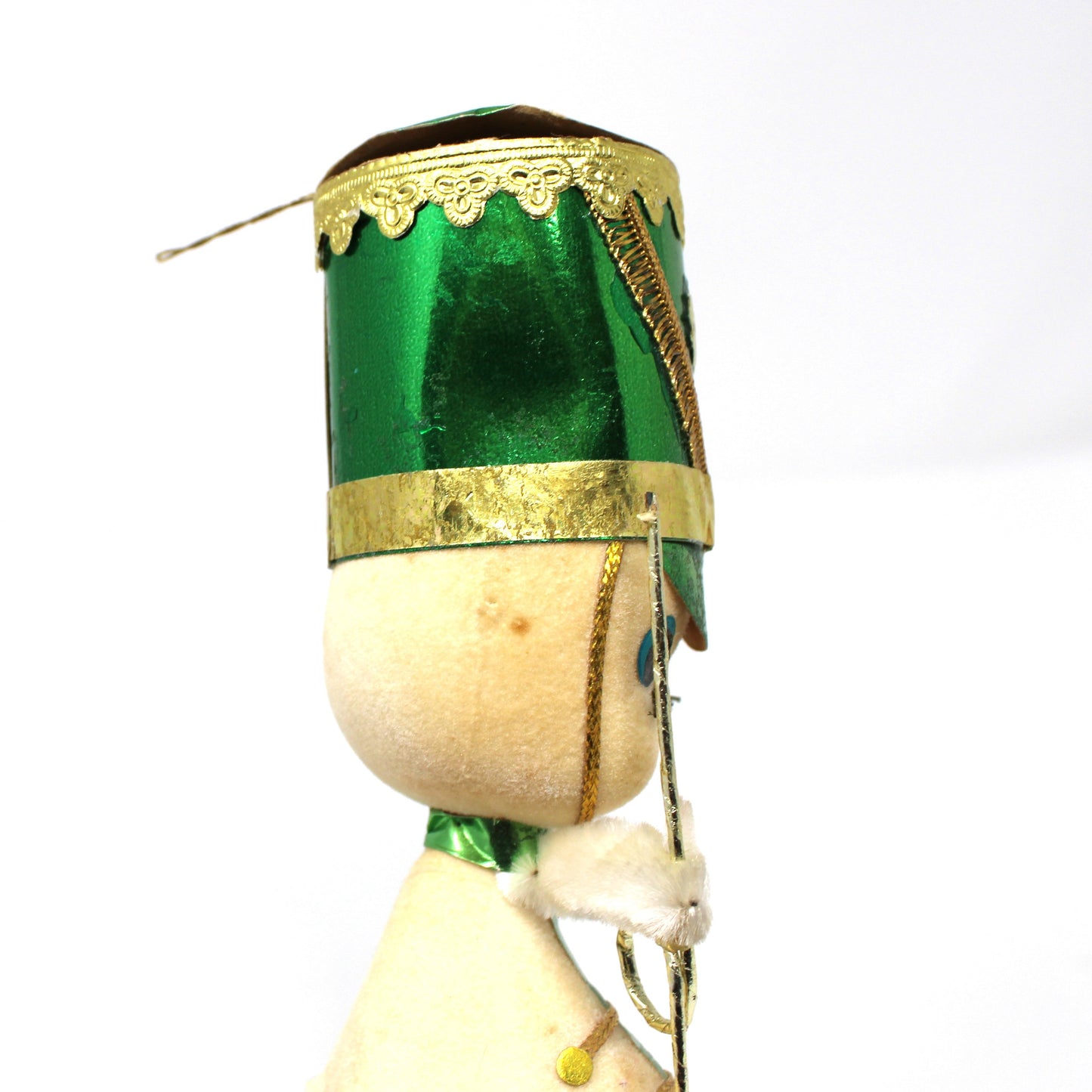 Ornaments, Toy Solider Mouse / Marching Band Leader, Anthropomorphic Christmas Flocked, Kitsch, Vintage