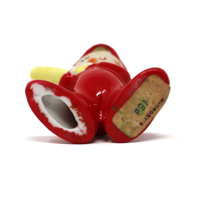 Figurines, Christmas Sports Pixie / Elf with Baseball Bat, Red Suit, Miniature Porcelain, Vintage