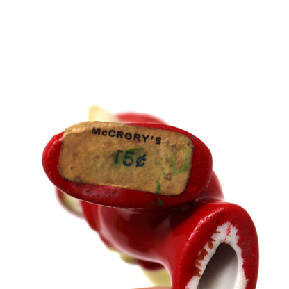 Figurines, Christmas Sports Pixie / Elf with Baseball Bat, Red Suit, Miniature Porcelain, Vintage